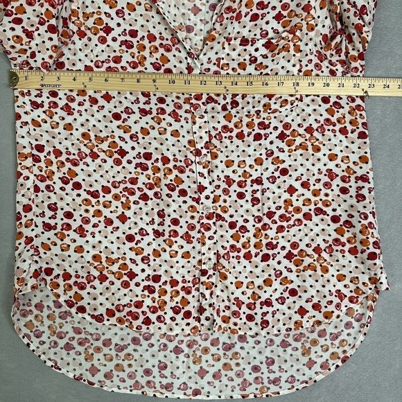 Velvet Heart Top Women Sz Large Fall Colors Roll Tab Sleeves Cranberry Pumpkin - Picture 12 of 16